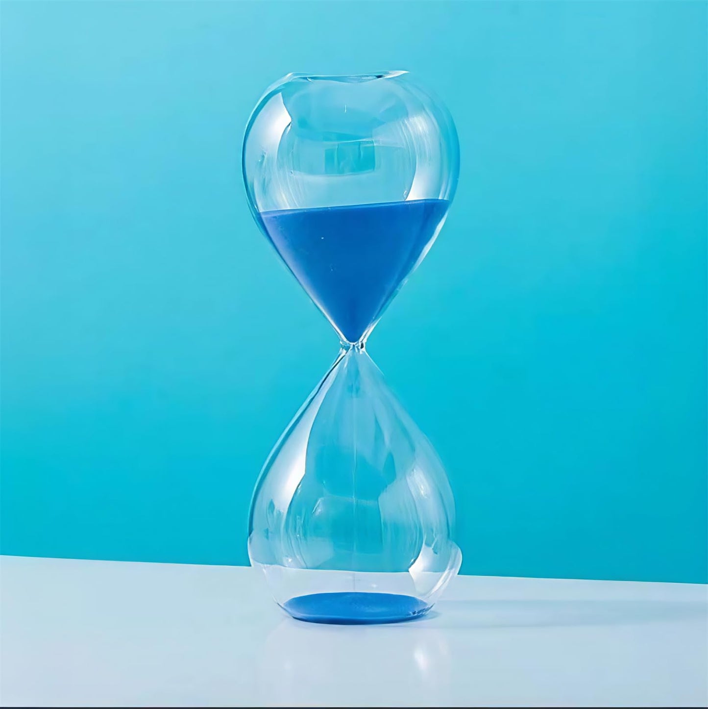 Falytemow Hourglass Sand Timer Glass Sand Timer Egg Hourglass for Kitchen Brushing Teeth School Teaching (Blue, 60 Minutes)
