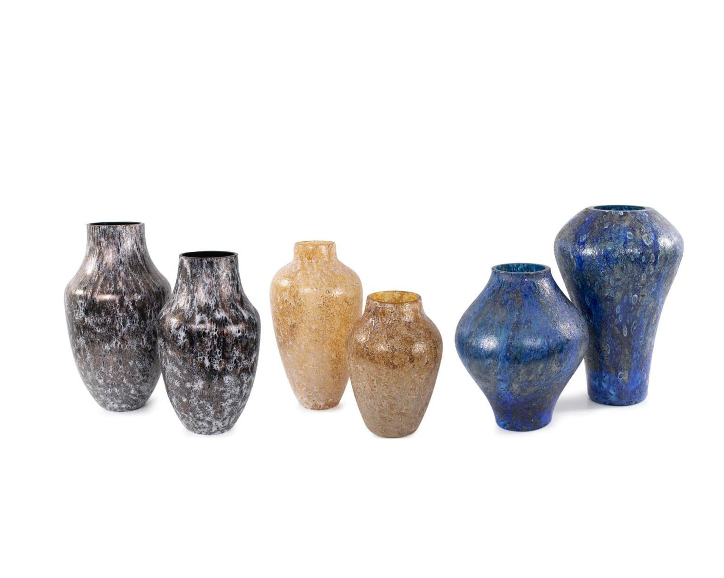 Howard Elliott Collection Zynsky Art Glass Vase, Moon Rock Textured Oval Deep Azure Blue Decorative Flower Vase for Weddings, Floral Arrangements, Living Room & Table Decor, 9.5 x 7.5 Inch