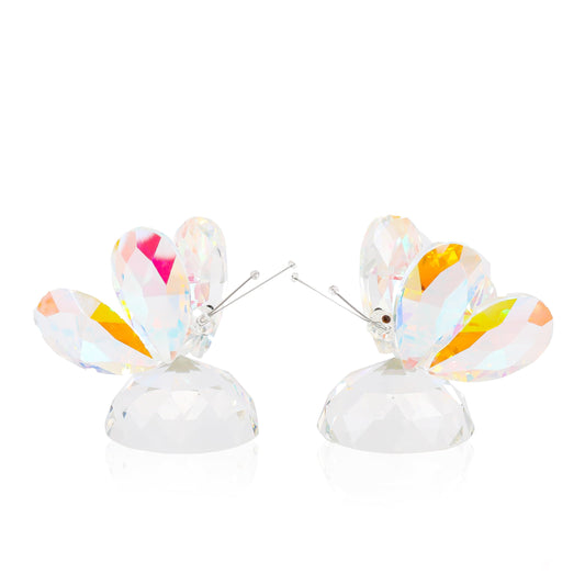Qianwei 2Pcs Crystal Butterfly Figurines Decor - Colorful Handmade Butterfly Gifts for Women Glass Animals Collectible Crystal Butterflies Office Desk Table Home Decor Paperweight