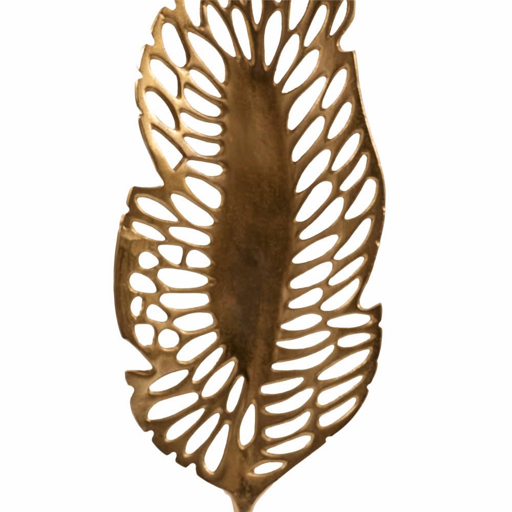 Modern Day Accents 3744 Primavera Tall Golden Leaf Sculpture, Gold Home Decor Accent with White Marble Base, Nature Decor, Unique Tabletop Decor for Living Room, Bedroom, Office, or Kitchen, 27.5" H