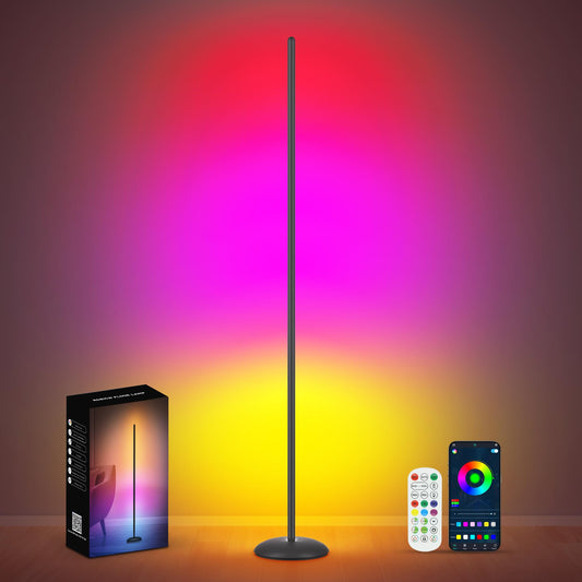 Vexinat LED Corner Floor Lamp, RGB LED Corner Lamp with App & Remote, Smart Floor Lamp with 16 Million Colors, Music Sync, Scene Modes, Color Changing Standing Lamps for Living Room, Bedroom