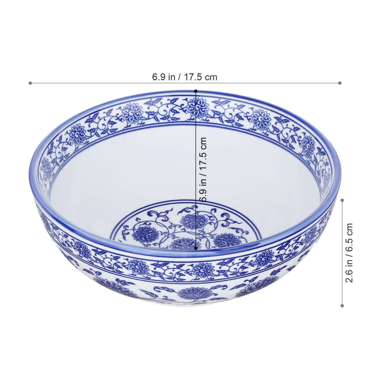 Kichvoe Blue White Porcelain Bowl 6.88 Inch Chinese Style Ceramic Soup Bowl for Rice Noodles Salads Home Kitchen Dinnerware