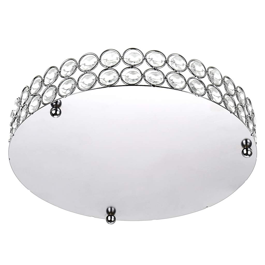 Hipiwe Crystal Make up Tray, Mirror Perfume Tray Bathroom Storage Trays Jewelry Trinket Trays Vanity Cosmetic Organizer Home Decor, Birthday Gift for Women(Round 9.8 Inch)