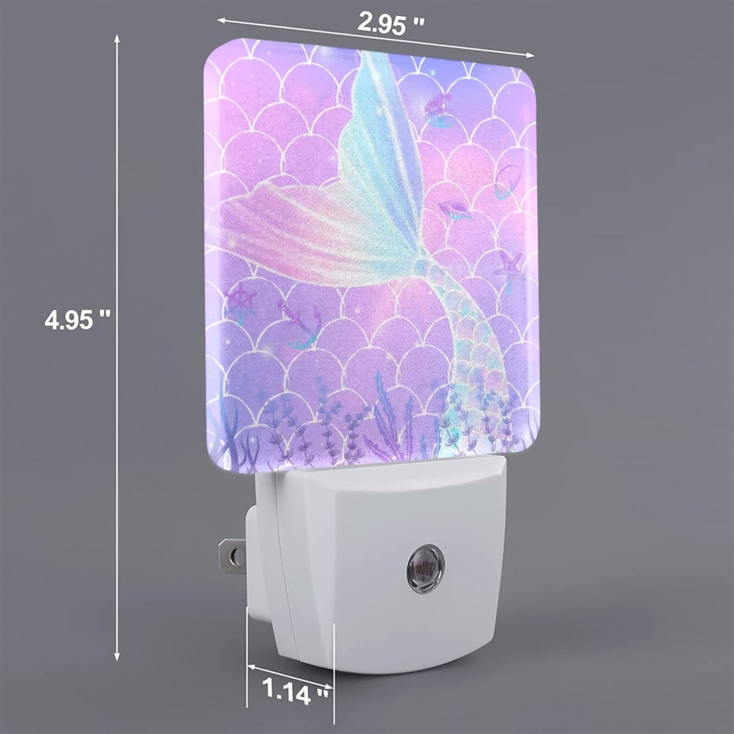 EFINLUKY LED Night Light 2 PCS Mermaid Night Light Cute Lamp Plug-in LED Nightlights Dusk to Dawn Sensor Night Lamp for Bedroom Room Nursery Hallway Stairs Kitchen Wall Decorative