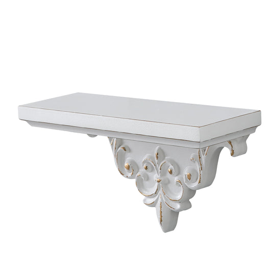 SOFE French Wooden Shelf for Wall, 14 Inch Long Floating Shelf, Vintage White Decorative Wall Shelf, Picture Ledge Shelf, Small Hanging Shelf for Kitchen, Living Room, Bathroom