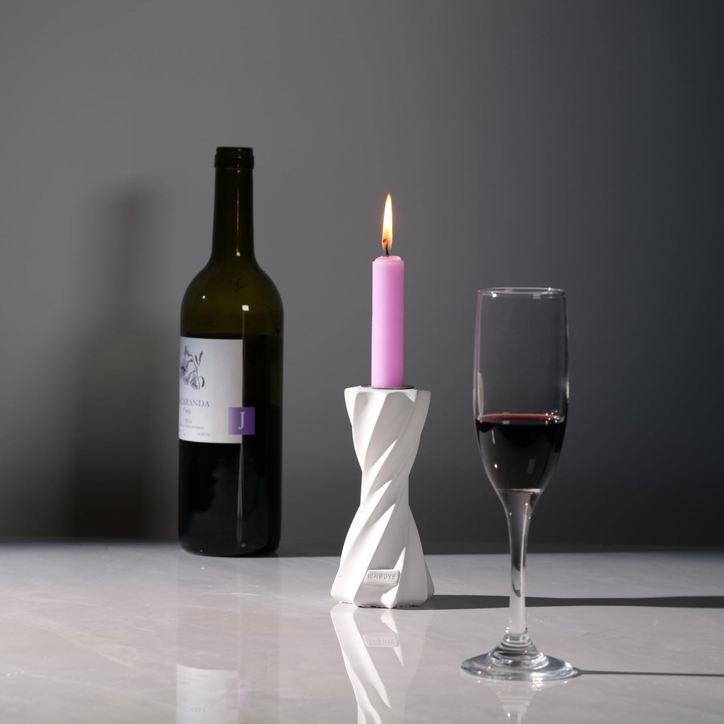 ICNBUYS Twizzle Twist Candle Holder, Decorative Candle Holder for Table Display, Romantic Decoration, Unique Home Décor Aesthetic, Housewarming Gift, Sculpture Candle Stand Height 5.7 inches - Cement