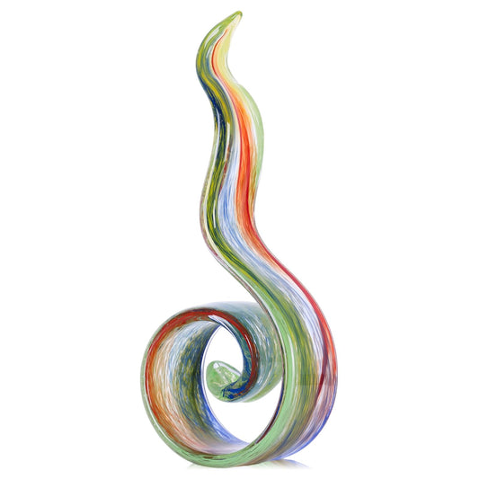 11.4" Tall Hand-Blown Glass Sculpture Murano-Style Sculpture Art Ornament Statue Figurines Home Decor Accent Piece Coastal Ocean Nautical Home Decor,Shelf,TV Stand,Tabletop Centerpieces (Co'lo'r)