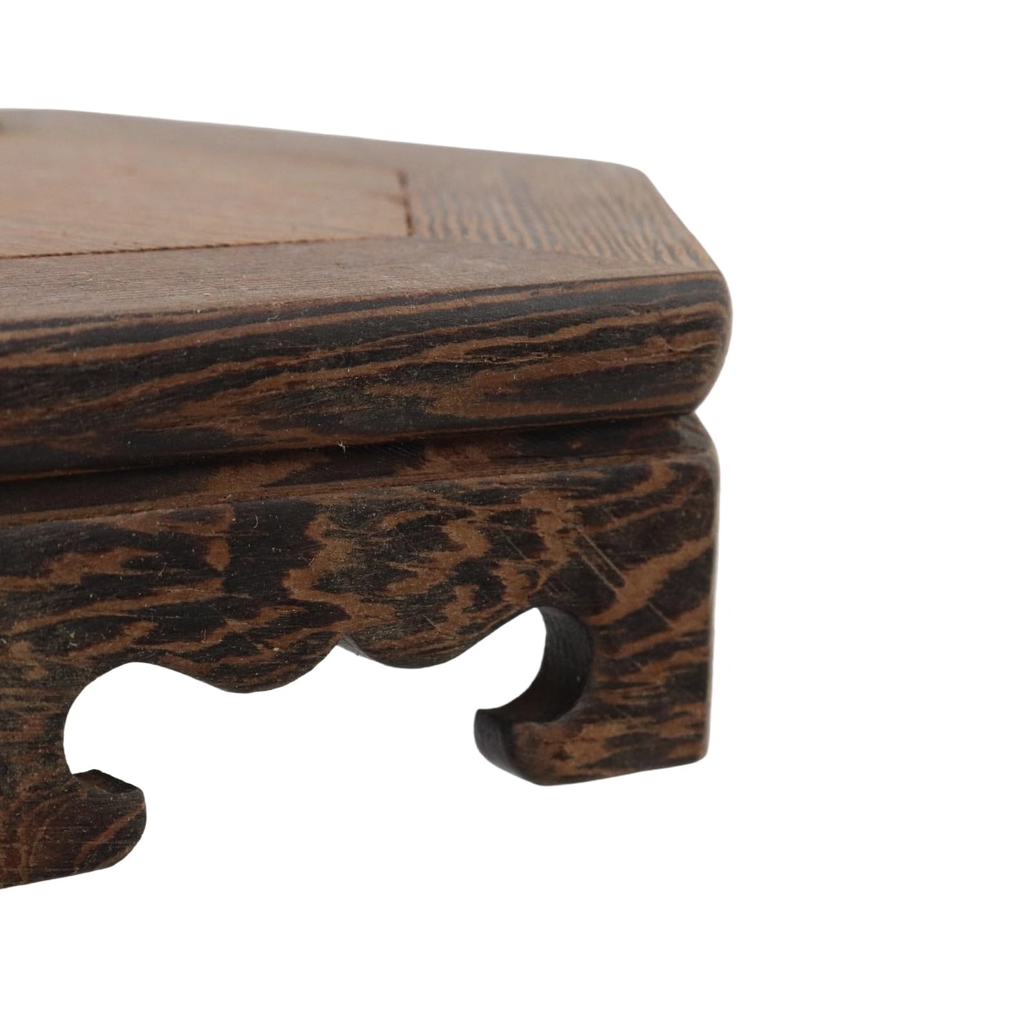Mewutal Wooden Display Stand Base 4.65" x 4.65" Wood Carved Craft Pedestal Traditional Wooden Base Oriental Antique Display Riser Hexagon Pedestal Stands for Vase Crystal Ball Teapot Stone Flower Pot