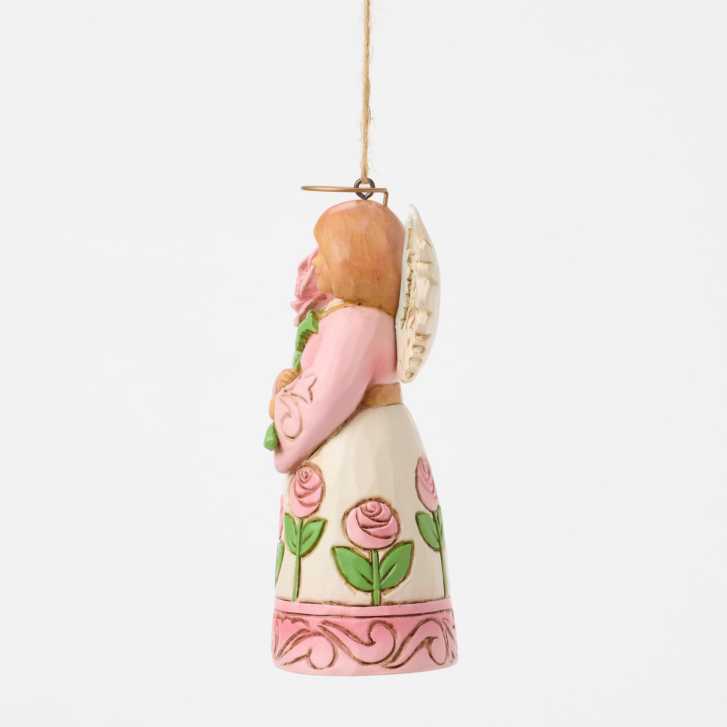 Enesco Jim Shore Heartwood Creek Angel Holding a Rose Hanging Ornament, 4.5 Inch, Multicolor