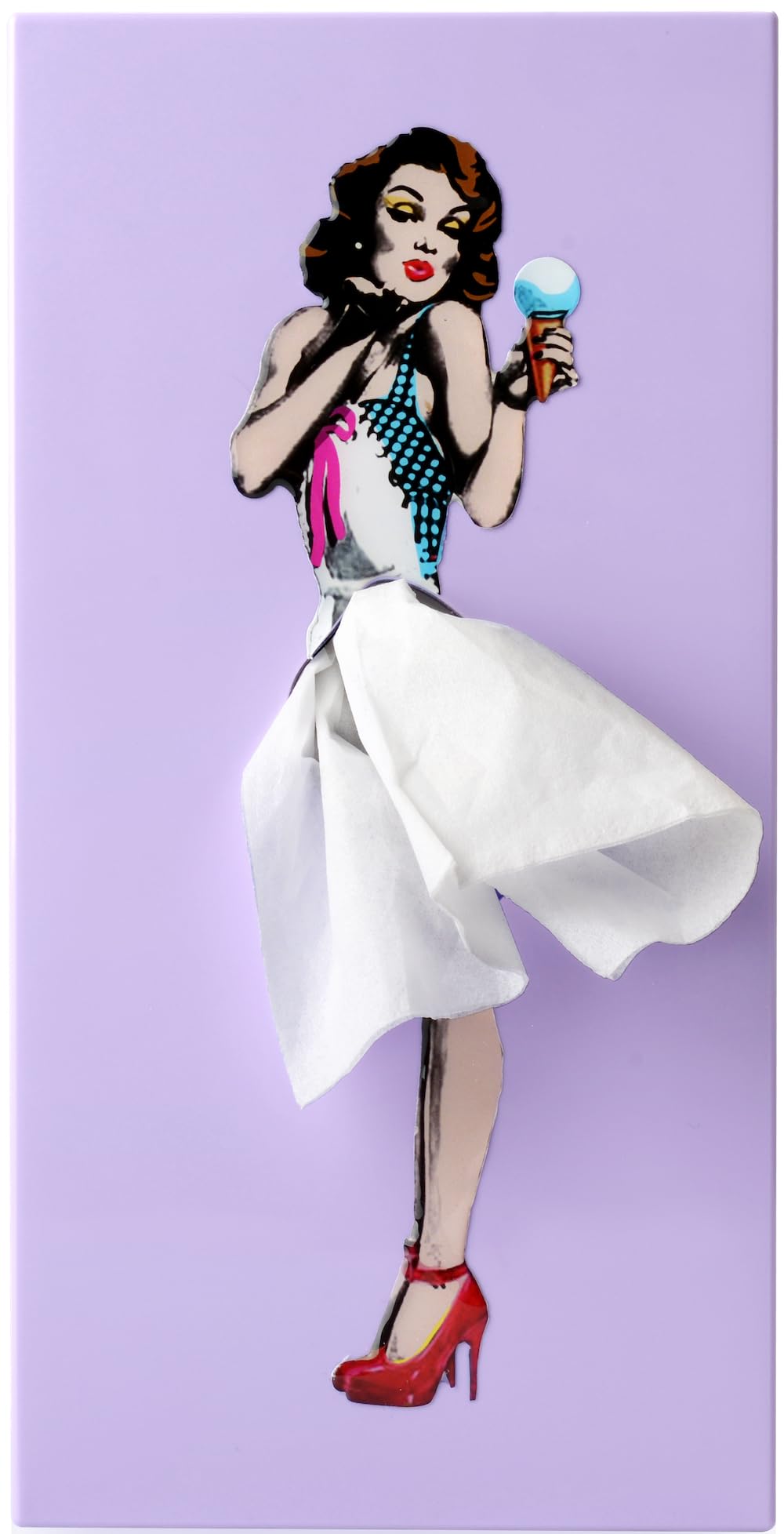 Flying Skirt® Tissue Box - The Original Award-Winning Lady Skirt Design, Resin Pop Art, Weighted Metal Base, Made in Korea, Premium Gifts & Novelty Home Decor by Spextrum (Purple)