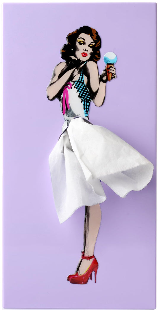 Flying Skirt® Tissue Box - The Original Award-Winning Lady Skirt Design, Resin Pop Art, Weighted Metal Base, Made in Korea, Premium Gifts & Novelty Home Decor by Spextrum (Purple)