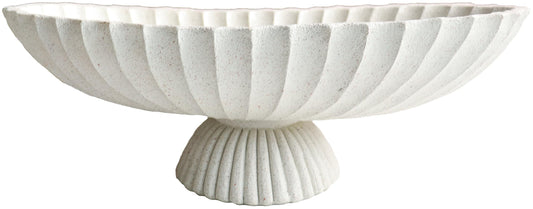 ARTRHYT 14.5" Large Decorative Long Bowl - Light Gray Fluted Scalloped Decorative Bowls for Home Decor - Ruffle Decor,Stylish Key Bowl for Entry Table,Decorative Fruit Bowl for Kitchen Counter