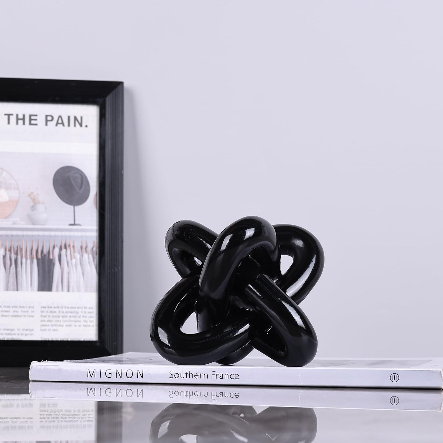 DOVDOV Black Knot Sculpture, Triple Knot Statue, Black Home Decor, Perfect for accenting Rustic-Style Coffee Tables, Living Room TV Stands, Dining Tables, and entryway Shelves.