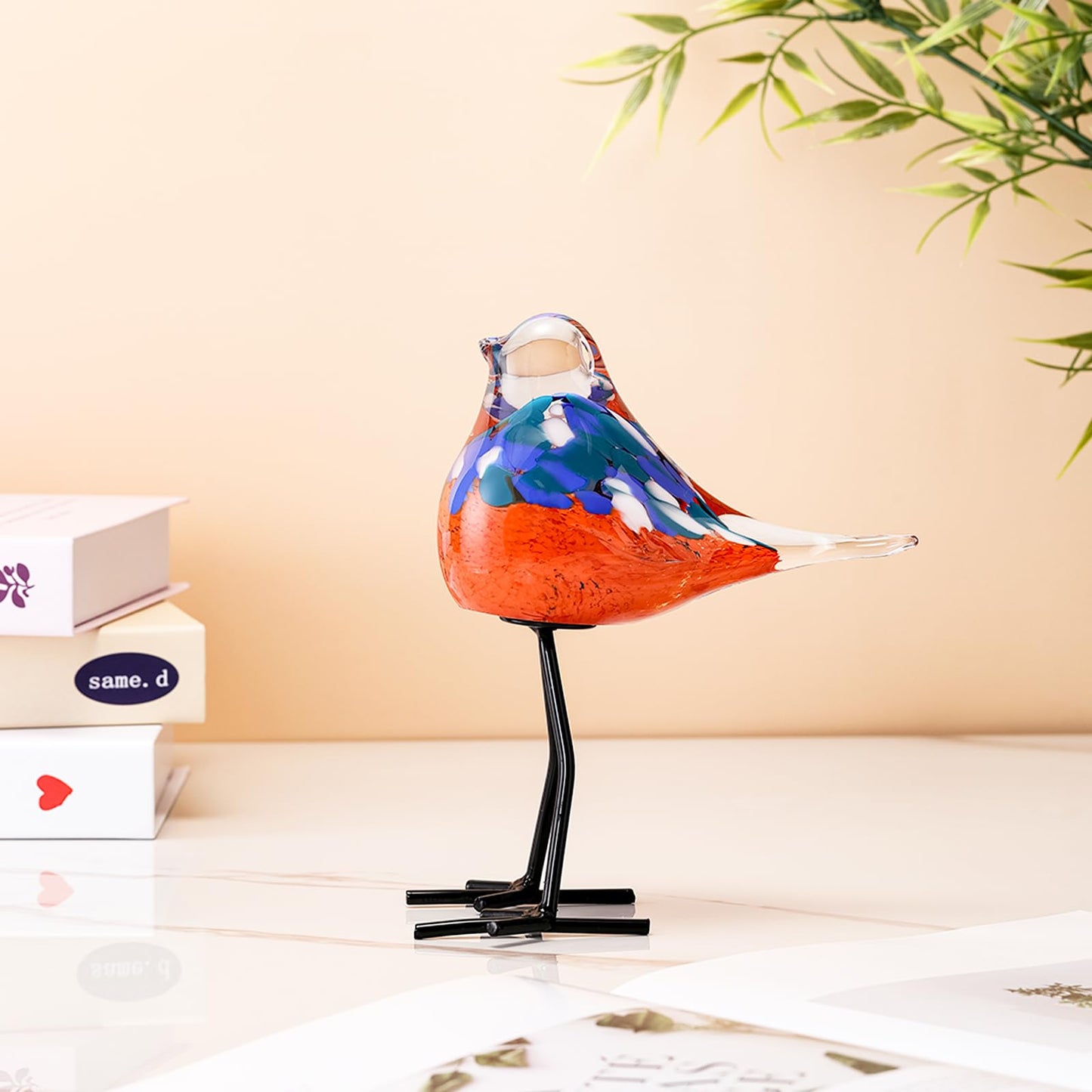 ORRFIDDY Glass Bird Figurines Art Collectible Ornaments Statue Figurines Modern Handmade Sculpture Home Decor
