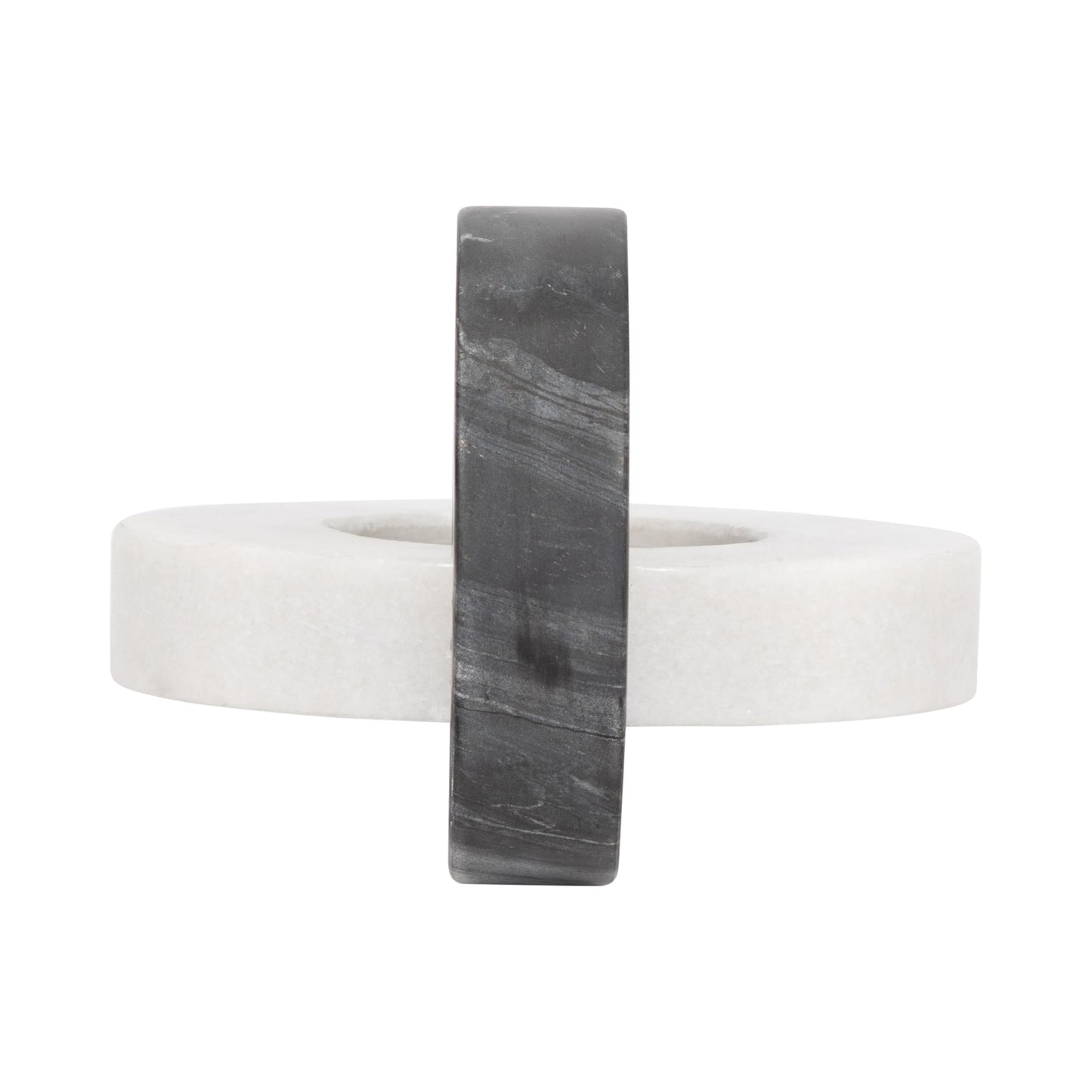 Home Decor and Bathroom Decor Marble Double Ring – Modern Shelf Sculpture and Office Accents for Room Styling – Coffee Table Ornaments and Living Room Decor Statues Design – 6", White & Black
