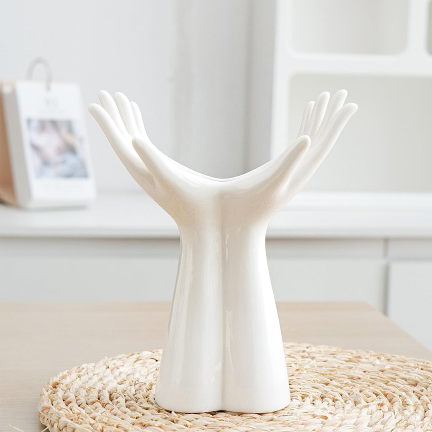 Romehaha Ceramic Hand Vase - Medium Sized Flower Vase for Shelves, Tables & Mantels - Elegant Hand Sculpture for Entryway, Living Room & Bookshelf Decor (Medium)