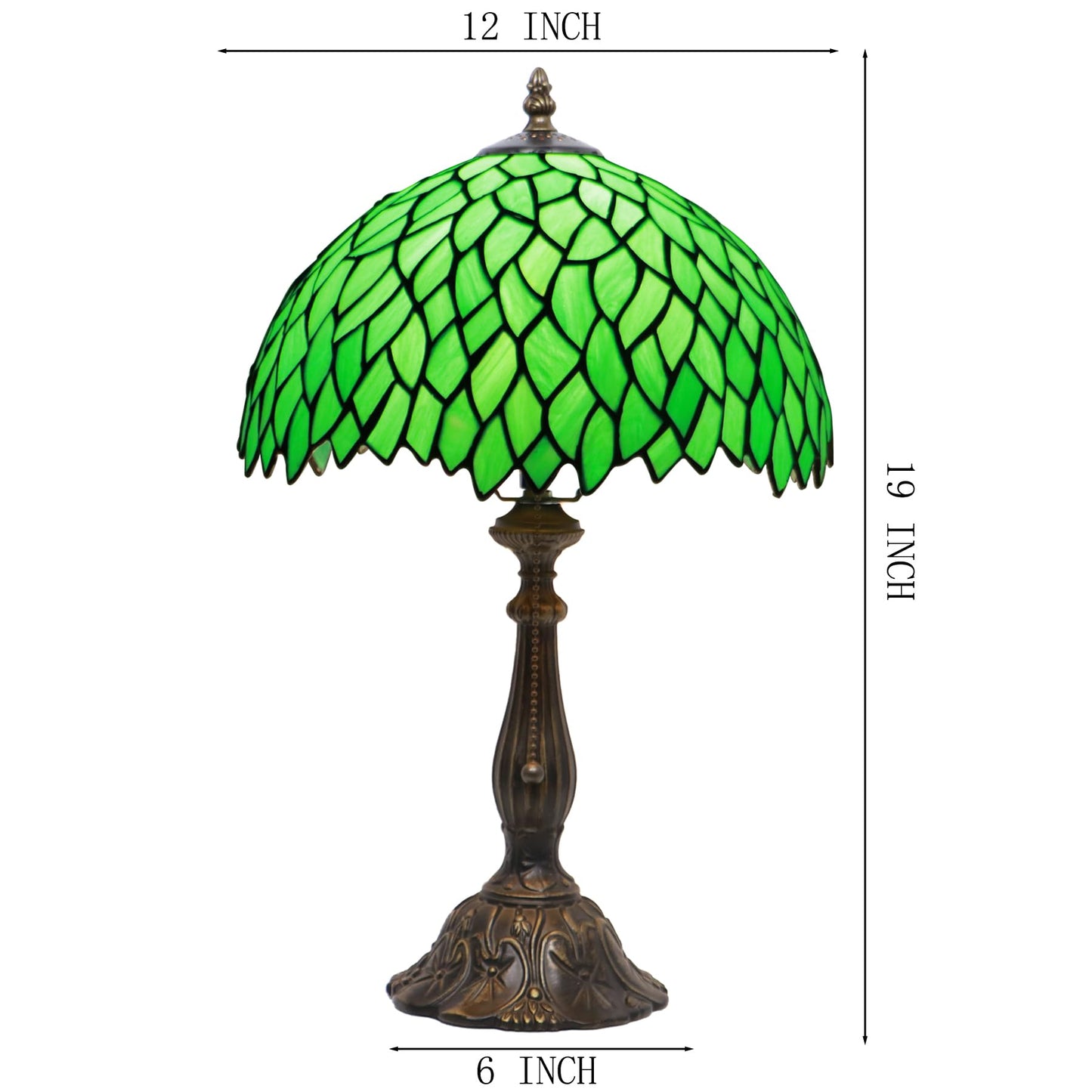 LXHCYOU Tiffany Lamp Stained Glass Table Lamp Bedside Reading Light W12H19 Inches (Green Wisteria)