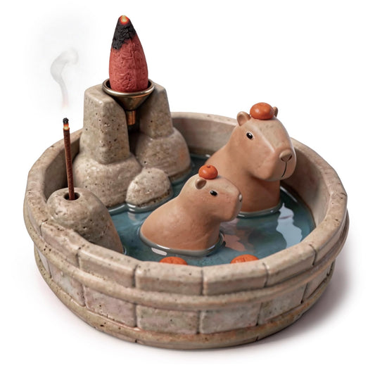 Capybara Backflow Incense Burner, Cute Ceramic Backflow Incense Holder,Perfect for Home and Office Settings, Making it an Ideal Choice for Personal use or Gifting.