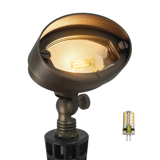 COLOER Die-cast Brass LED Landscape Flood Lights Outdoor, 3W 9-17 Volt Low Voltage Wall Wash Lighting, Outdoor Floodlight for Illuminating Signs, Walls and Plant Material(501B,1-Pack with G4 Bulb)
