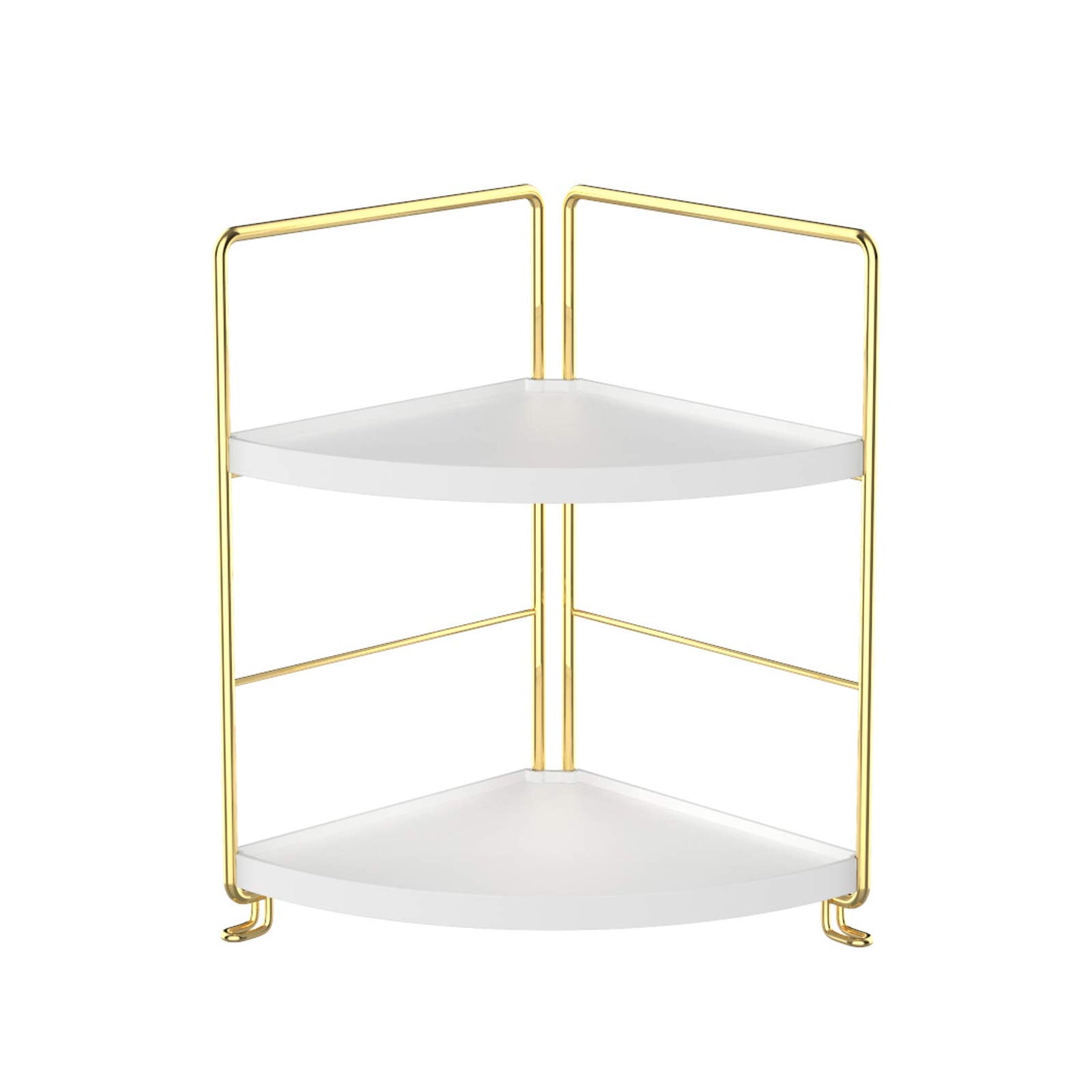 kaileyouxiangongsi 2-Tier Kitchen Spice Rack-Corner Bathroom Shelf- Triangle Standing Storage Rack for Bathroom, Living Room, Bedroom, Kitchen (Golden)
