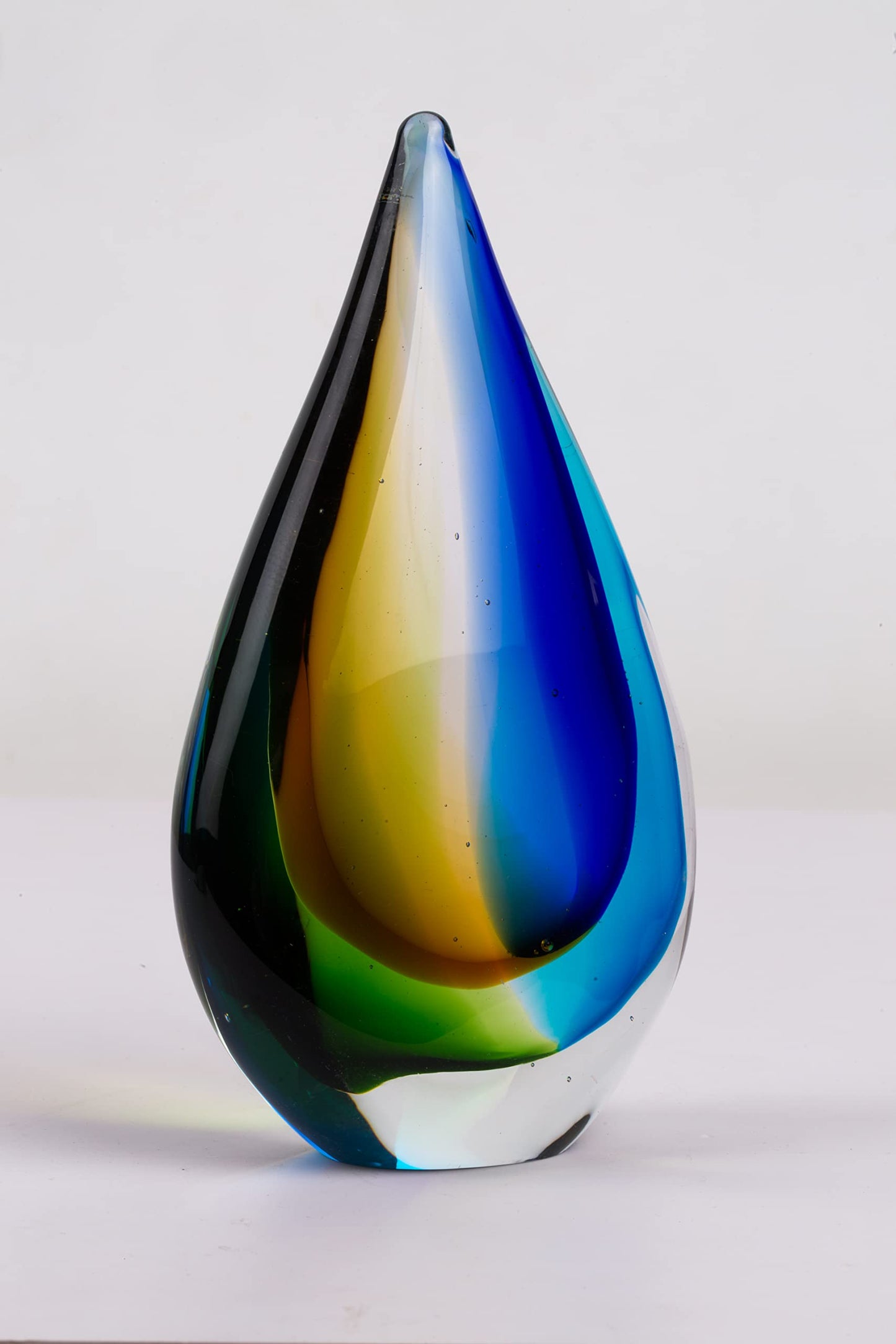 Yao Yuan Hand-Blown Glass Sculpture Murano-Style Decor Statue and Figurine Wonderful Gift, Blue and Green Color