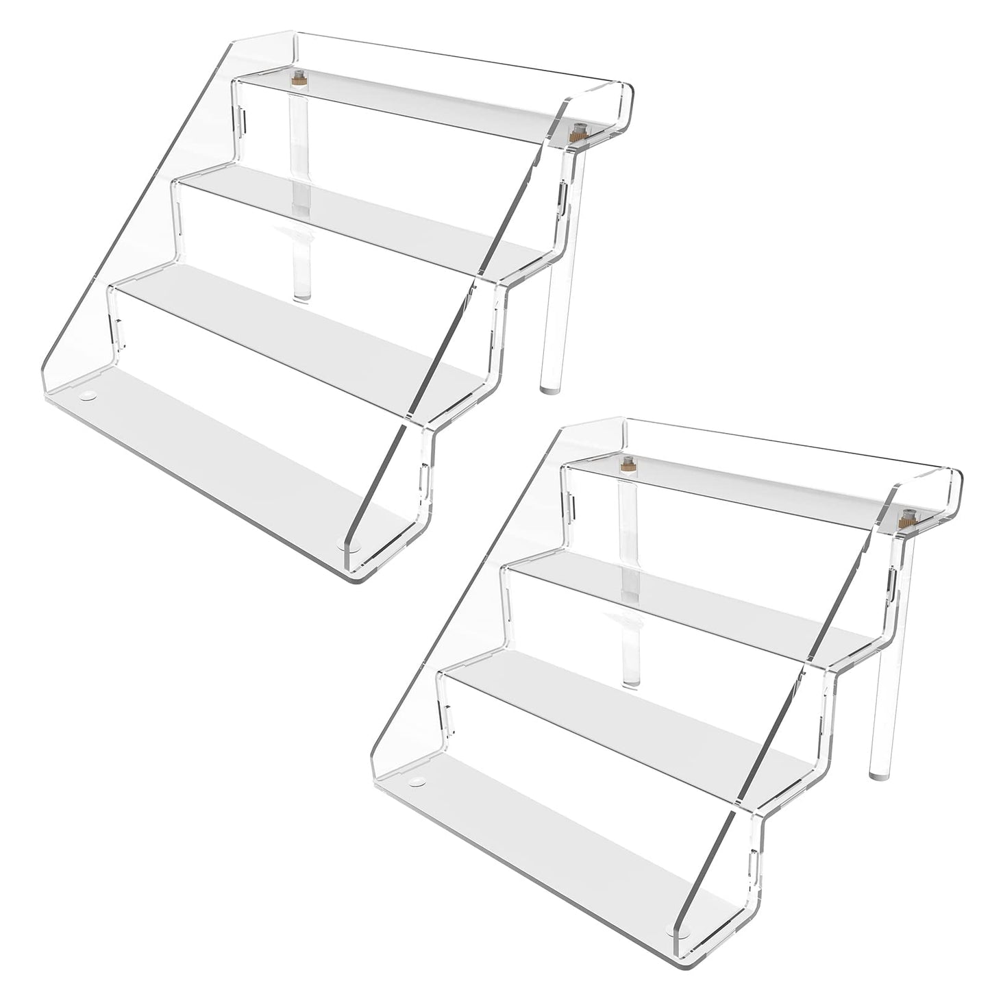 Sezanrpt Acrylic Perfume Display Stands Set of 2, 4 Tiered Cupcake Stand, Acrylic Funko Pop Display Shelves for Perfume Organizer, Shot Glass, Figures Collections, Makeup, 11.8x11x9.4 inch