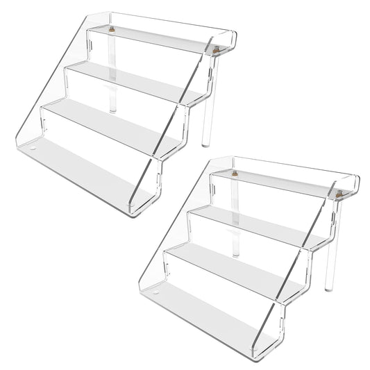 Sezanrpt Acrylic Perfume Display Stands Set of 2, 4 Tiered Cupcake Stand, Acrylic Funko Pop Display Shelves for Perfume Organizer, Shot Glass, Figures Collections, Makeup, 11.8x11x9.4 inch