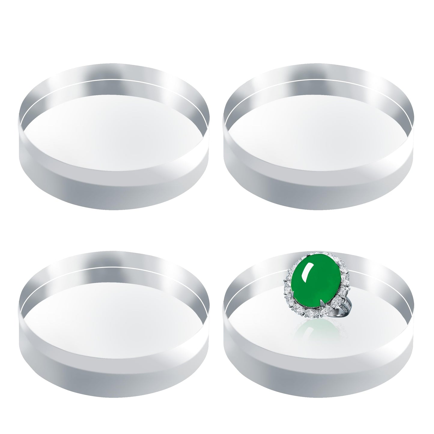 VELATYVIO 4 Pcs Diameter 4 Inches Acrylic cubes for display Polished clear round display block Acrylic risers display base stands for Ring Jewelry and Other Items Holder Base