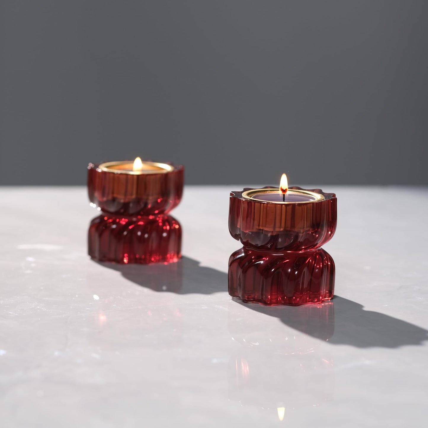ICNBUYS Twizzle Twist Tealight Holder, Decorative Tealight Candle Holder for Table Display, Romantic Unique Home Décor, Housewarming Gift, Spiral Sculpture Diwali Tea Light Stand Brown Resin Set of 2