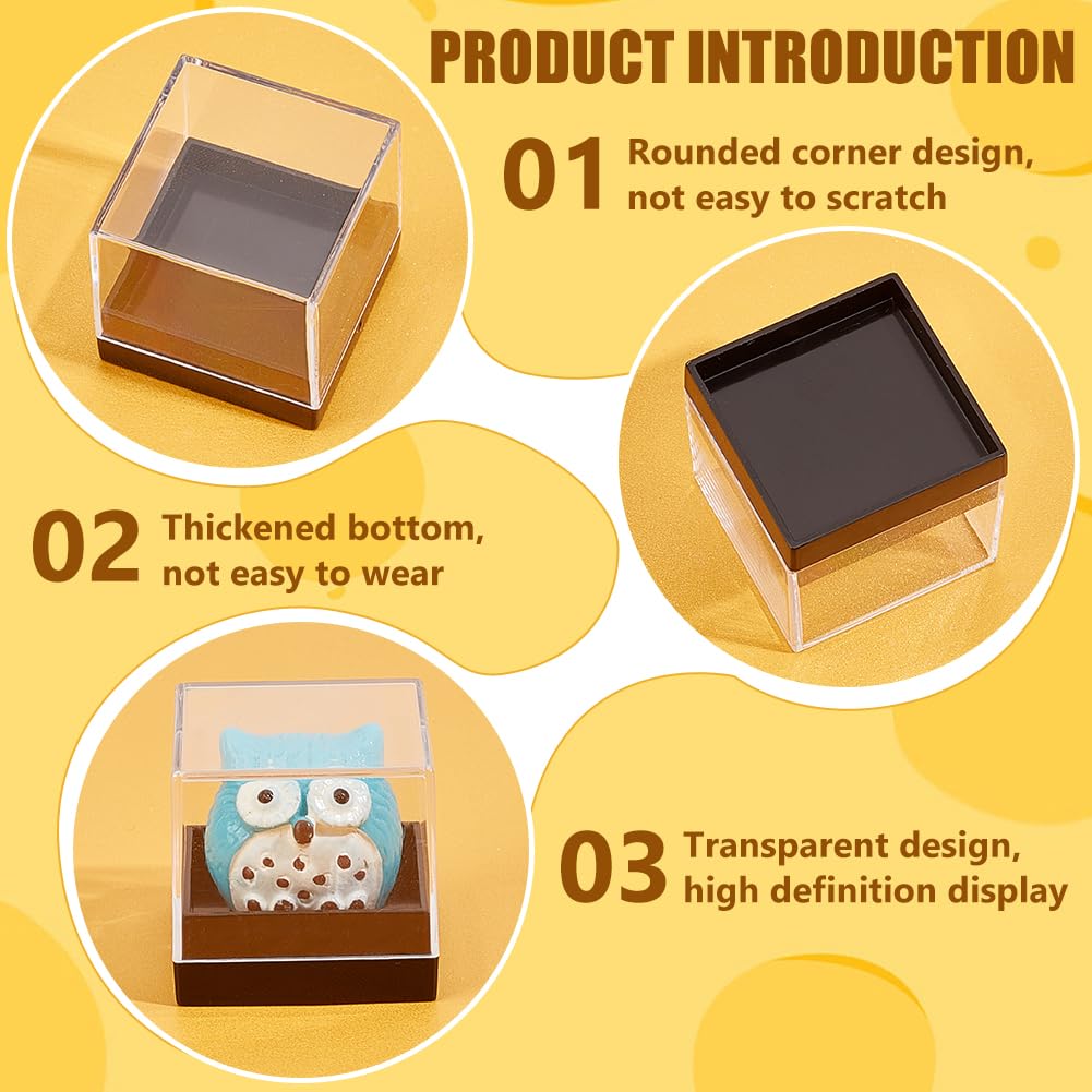 BENECREAT 12 Pcs Mineral Sample Case, 1.65x1.65x1.28 Inch Clear Display Case, Cube Display Box for Storage Jewelry Storage Container Home Countertop