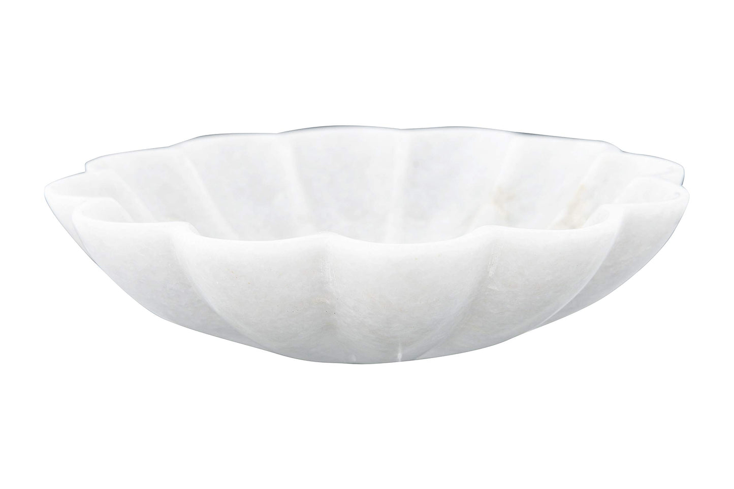 Creative Co-Op DF2368 Carved Marble Flower Shape Dish, White