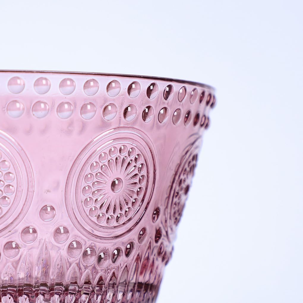 WAIT FLY Vintage Embossed Sunflower Glass Bowl Salad Bowl Serving Bowl for Dessert Snack Candy -Purple-4.5 Inch