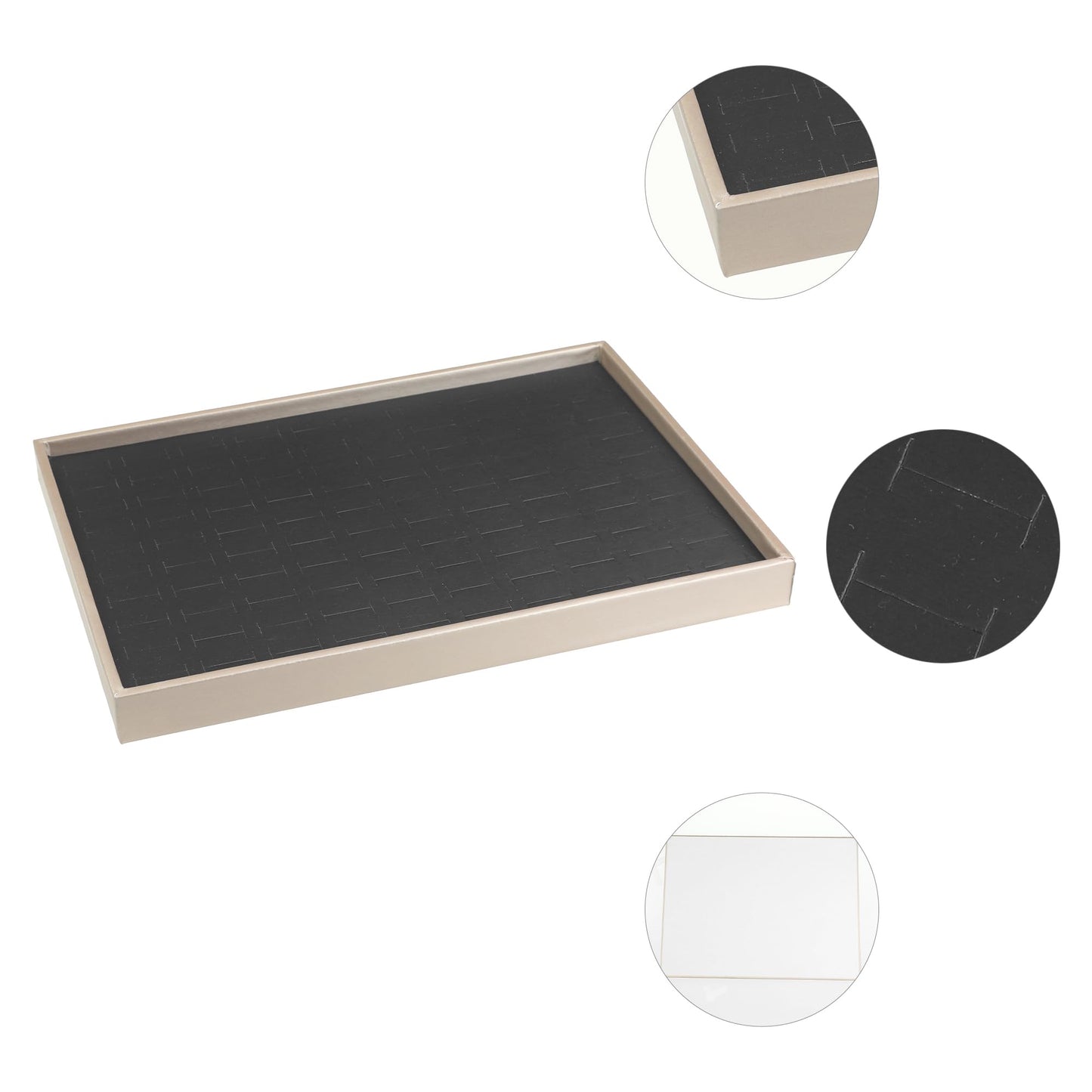 uxcell PU Leather Jewelry Organizer Trays with Removable Dividers for Drawers, Jewelry Organizer Drawer Inserts Container Storage Ring Tray Black