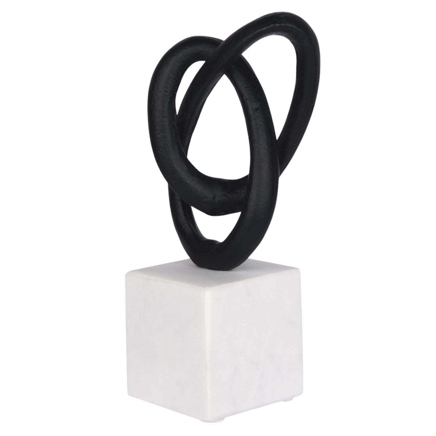 Cruiser’s Caché Entwined Love Sculpture, Artisan-Made Cast Aluminum with Black Anthracite Finish, Natural Marble Base, 10"