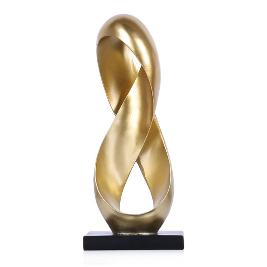 XIYOUQI Large Gold Knot Decor Statue 14.6in Tall, Resin Geometric Tabletop Sculpture for Coffee Table, Gold Statue Decor for Shelves Mantel, Modern Decorative Object Home Accent
