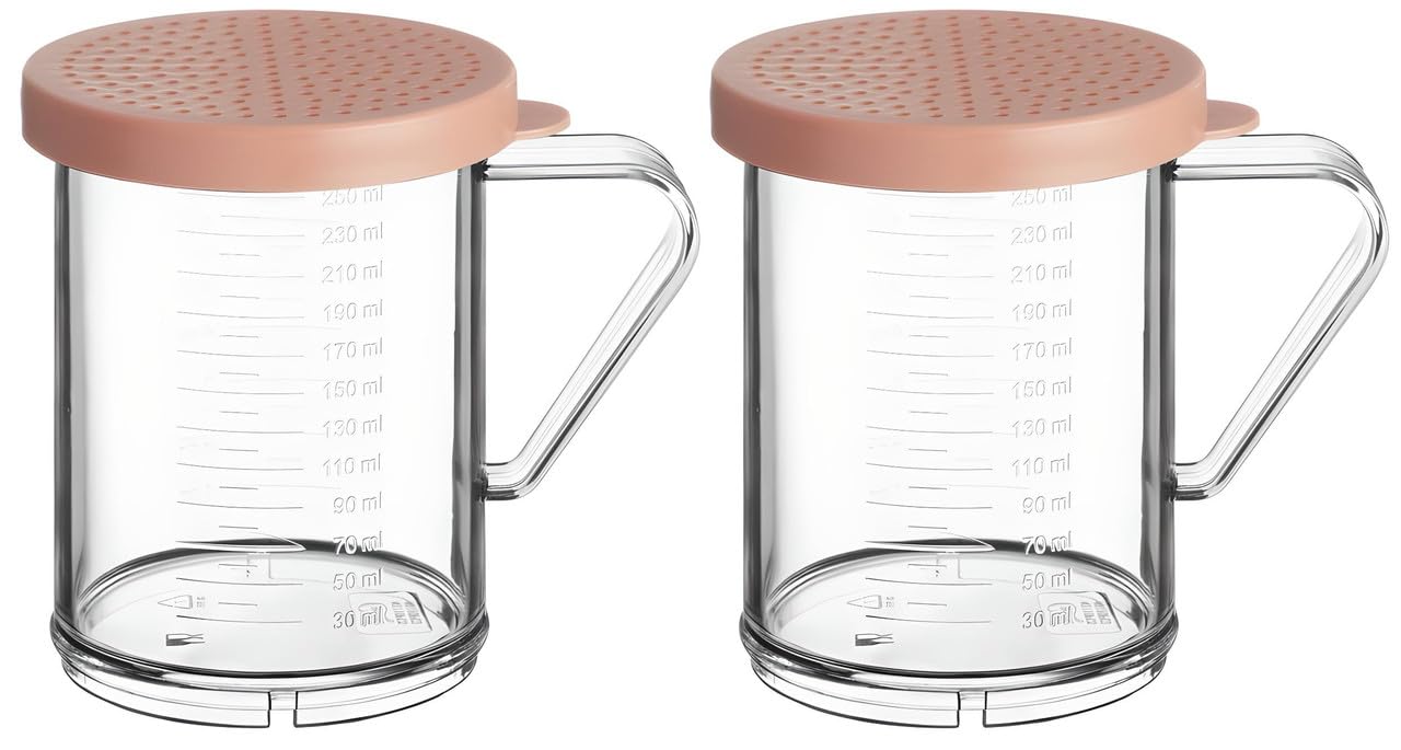 OCS Parts 2-Pack 10 Oz Shaker with 3 Millimeter Perforated Rose Lid | 3.75" Plastic Shakers with Ounce and Millimeter Measurements for Medium-Ground Spices, Salt, Pepper, Dredges, Rubs and Powders