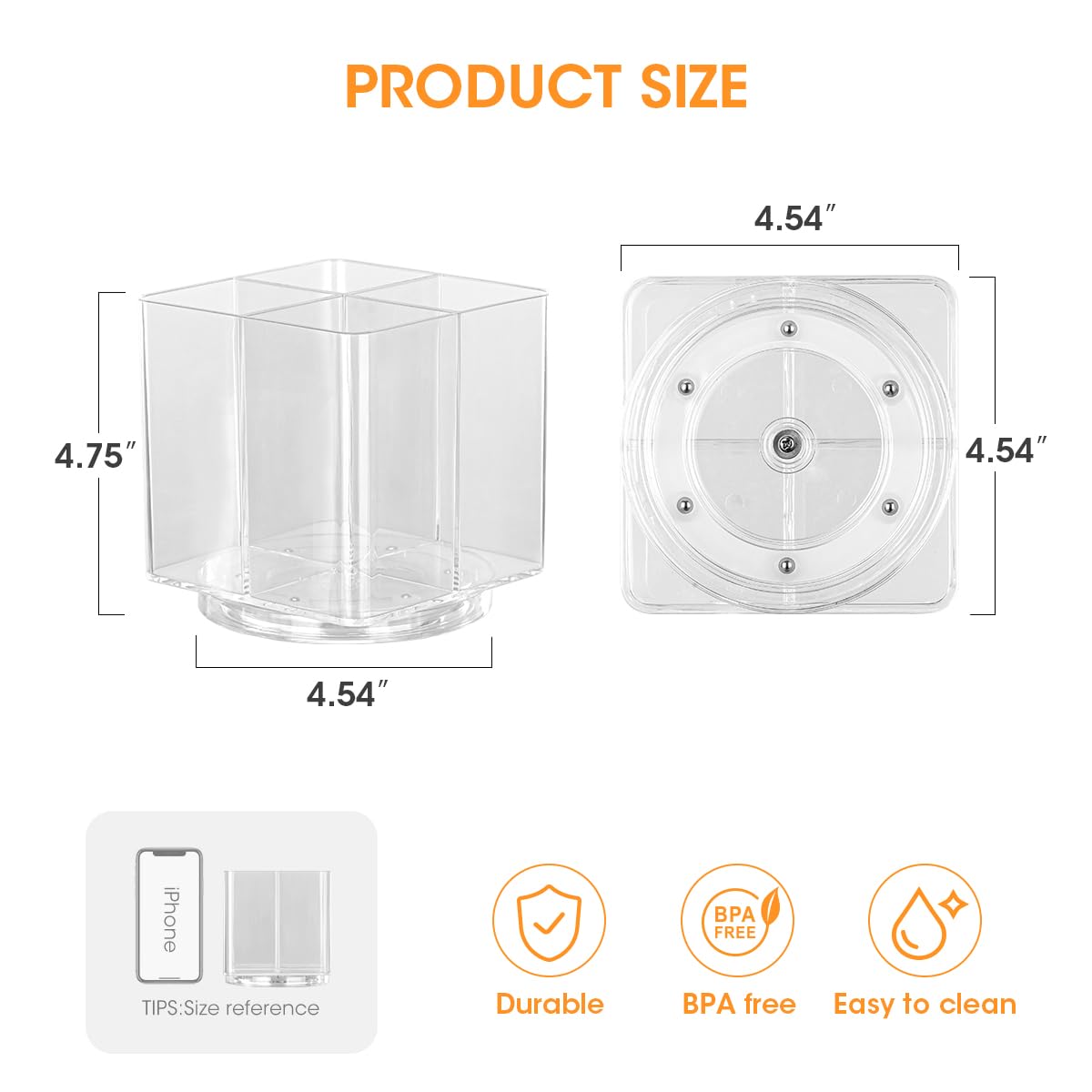 AIEVE Drink Packet Organizer, Lazy Susan Organizer for Water Flavor Packets, Drink Mix Rotating Turntable Sugar Packet Holder Container for Pantry Organizers and Storage, Square