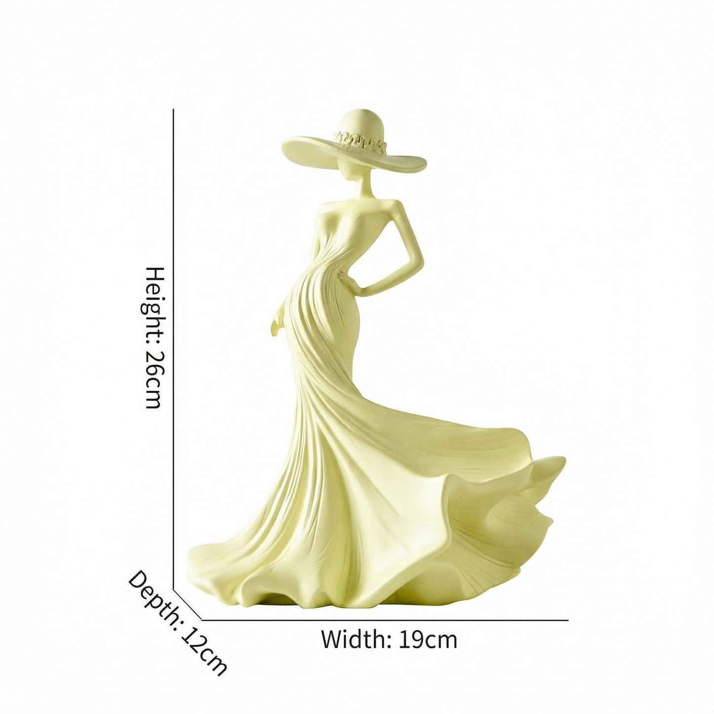 FelyHos 10.2" Cream Resin Elegant Lady Figurine Modern Art Sculpture Decor