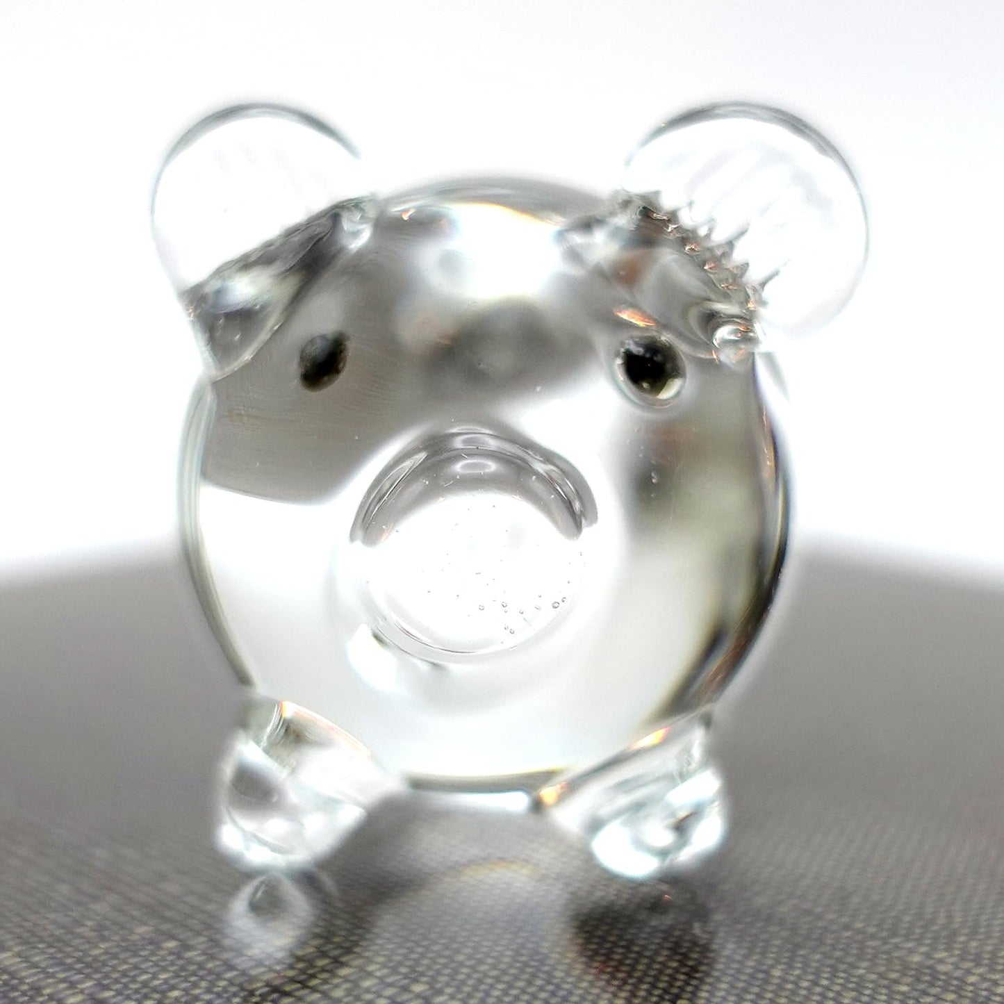 Sansukjai Tiny Pig Miniature Glass Figurine – Handmade 1-Inch Blown Glass Animal – Cute Farm Decor – Collectible Gift (Clear)