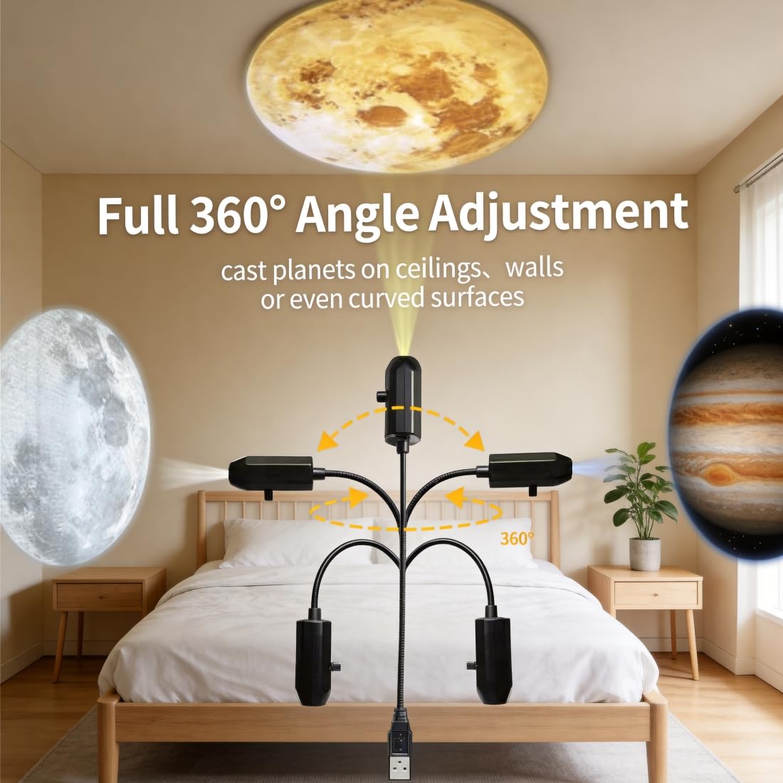 16-in-1 Galaxy Projector Star Night Light for Bedroom - LED Space Projector with 10 Planets & 6 Butterfly Ocean Slides, USB Portable Starry Sky Night Light Projector for Bedroom(16Slides) (Black)