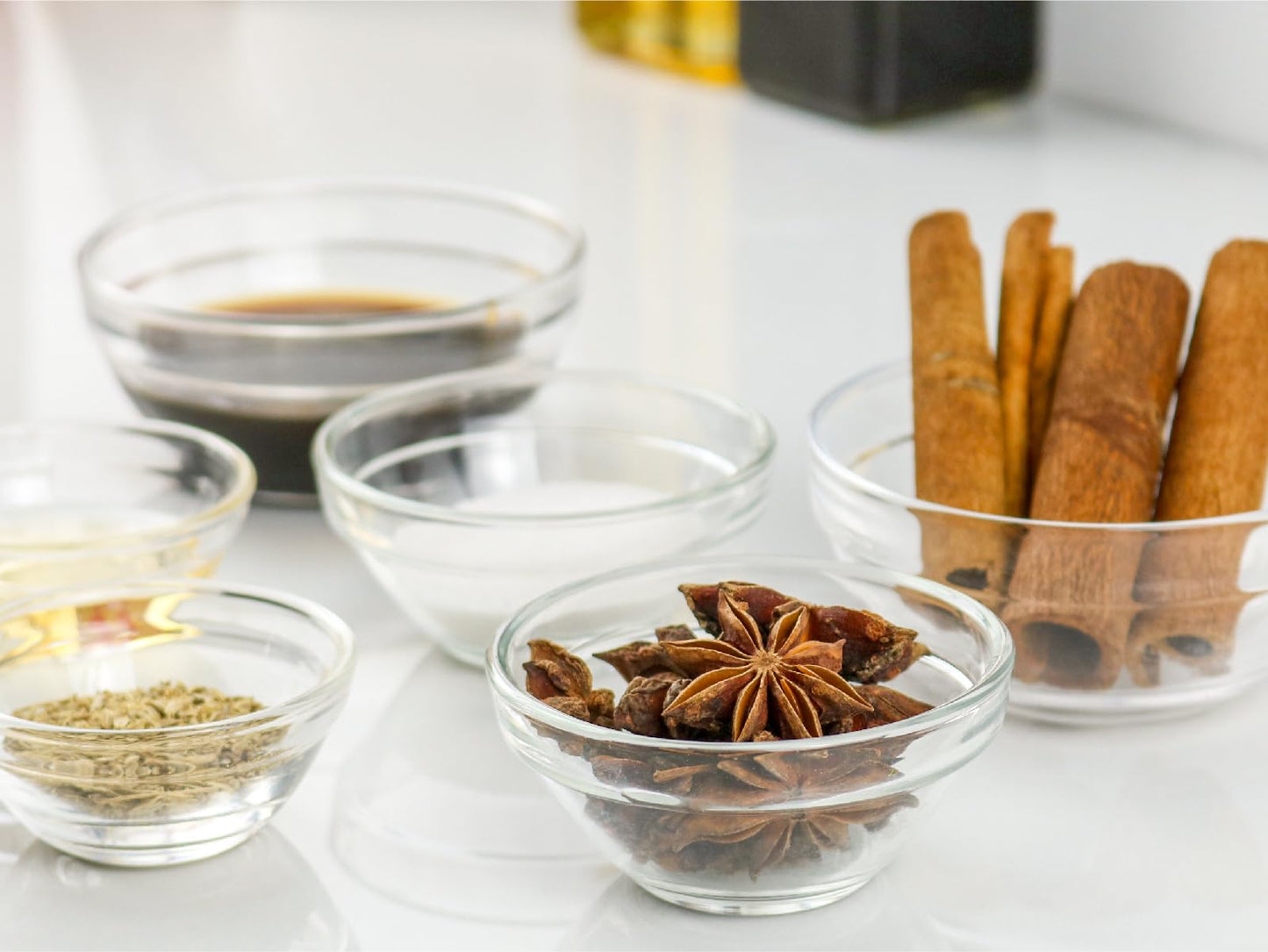 1 Pack Glass Honey Dipper, 6 Inches Clear Drizzler for Honeypot, Honeycomb Spoon Mixing Stirrer + 3 Sizes of Glass Prep Bowl Sets, Small Pinch Bowls for Salt, Spices, 1.5oz/2.5oz/3.5oz, Set of 12