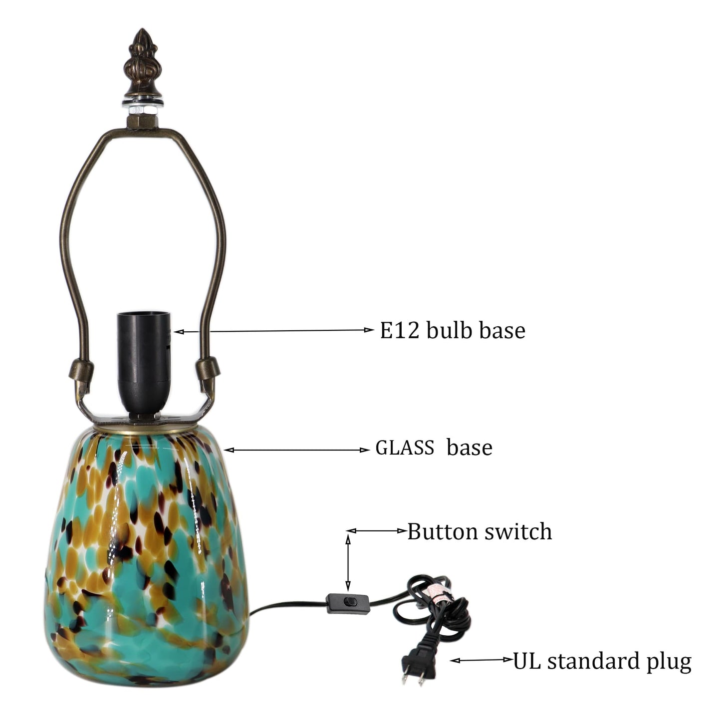 MQYXH Tiffany Style Stained Glass Table Lamp 12 Inch - Orange