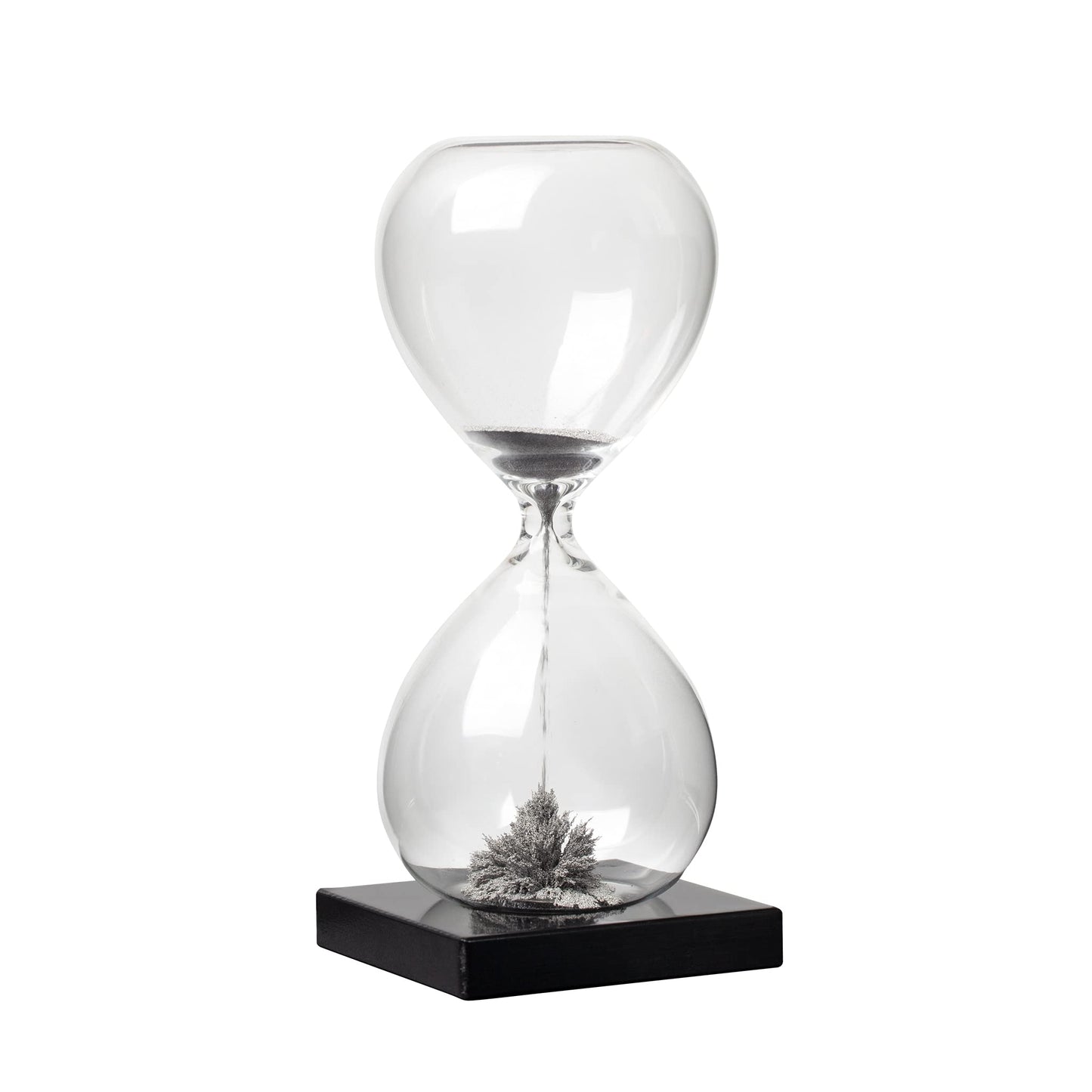 Torre & Tagus Magnetic Hourglass Sand Timer - 30 Second/Half Minute Magnetic Sand Clock with Gray Magnet Iron Powder and Black Base, Hand-Blown Hour Glass for Office Desk, Home Study, Games Room