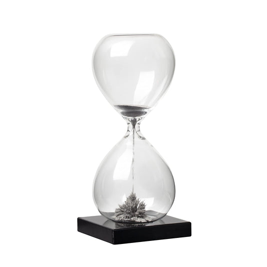 Torre & Tagus Magnetic Hourglass Sand Timer - 30 Second/Half Minute Magnetic Sand Clock with Gray Magnet Iron Powder and Black Base, Hand-Blown Hour Glass for Office Desk, Home Study, Games Room