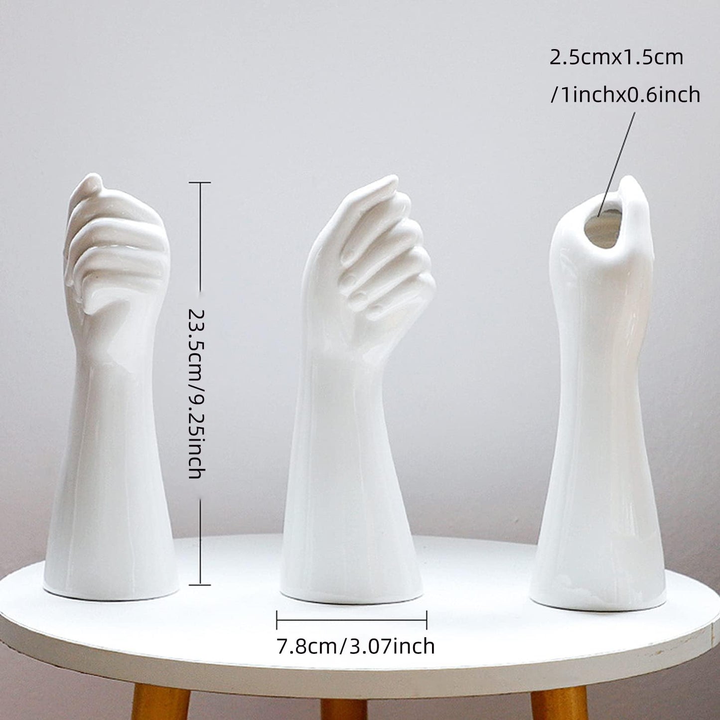 Romehaha Modern Hand Shaped Decorative Vase,9.25''H Ceramic Body Vase, Art Small Flower Vase for Coffee Table Decor,Vases for Flowers,Shelf Living Room Home Farmhouse Table Decor
