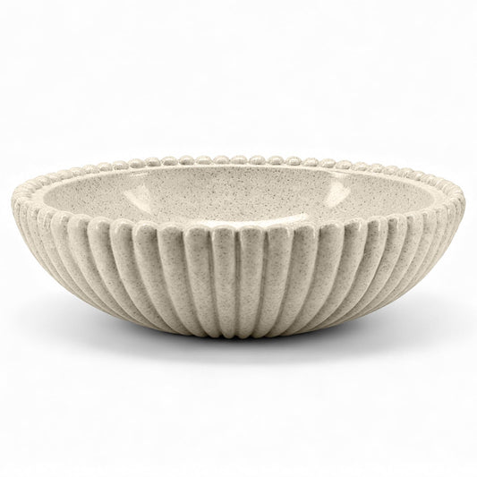 Richtmall Large Resin Decorative Bowl 12 Inch, Fruit Bowl Sandstone Ruffle Key Bowl for Coffee Table Shallow Centerpiece Bowl Catch All Bowl for Kitchen Counter, Entryway, Living Room