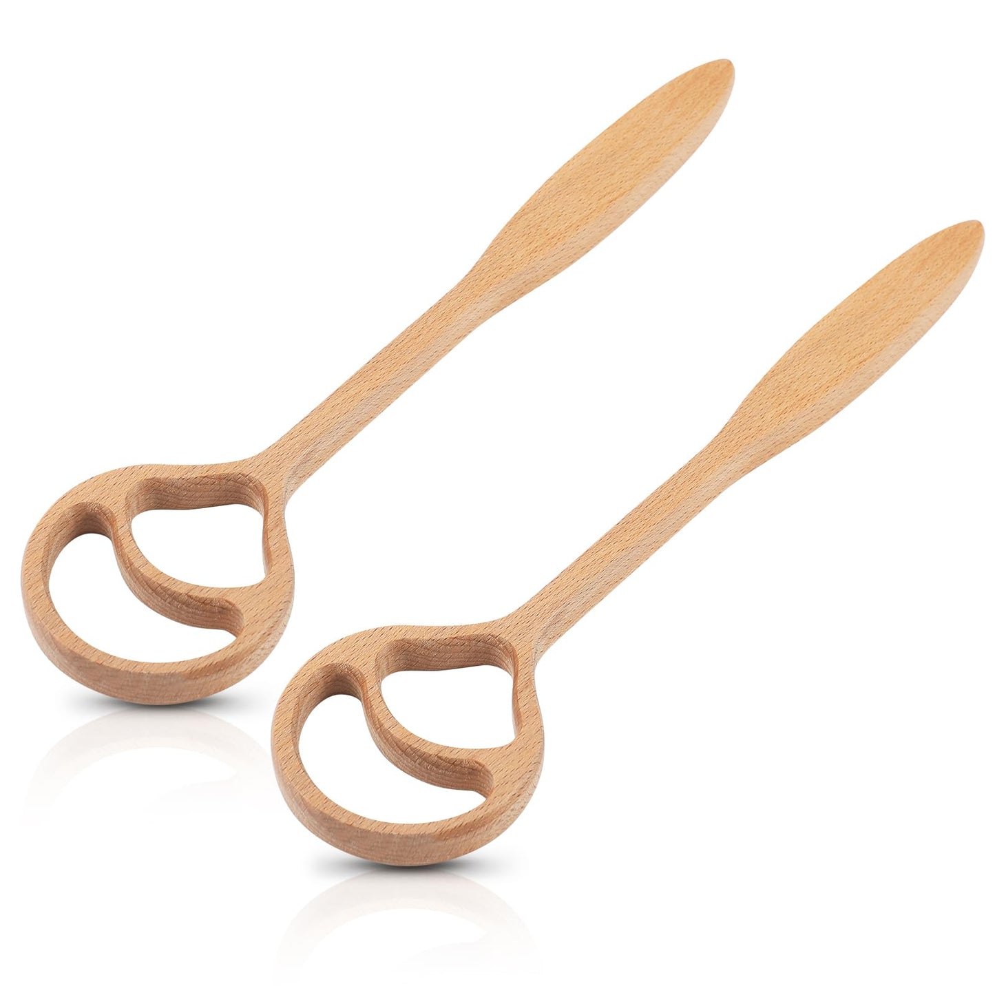 Honeydak 2 Pack 13 Inch Wooden Danish Dough Whisk 2 Hole Sourdough Bread Mixing Supplies Personalized Dutch Whisk for Pizza Pastry Cake Egg Batter Baking