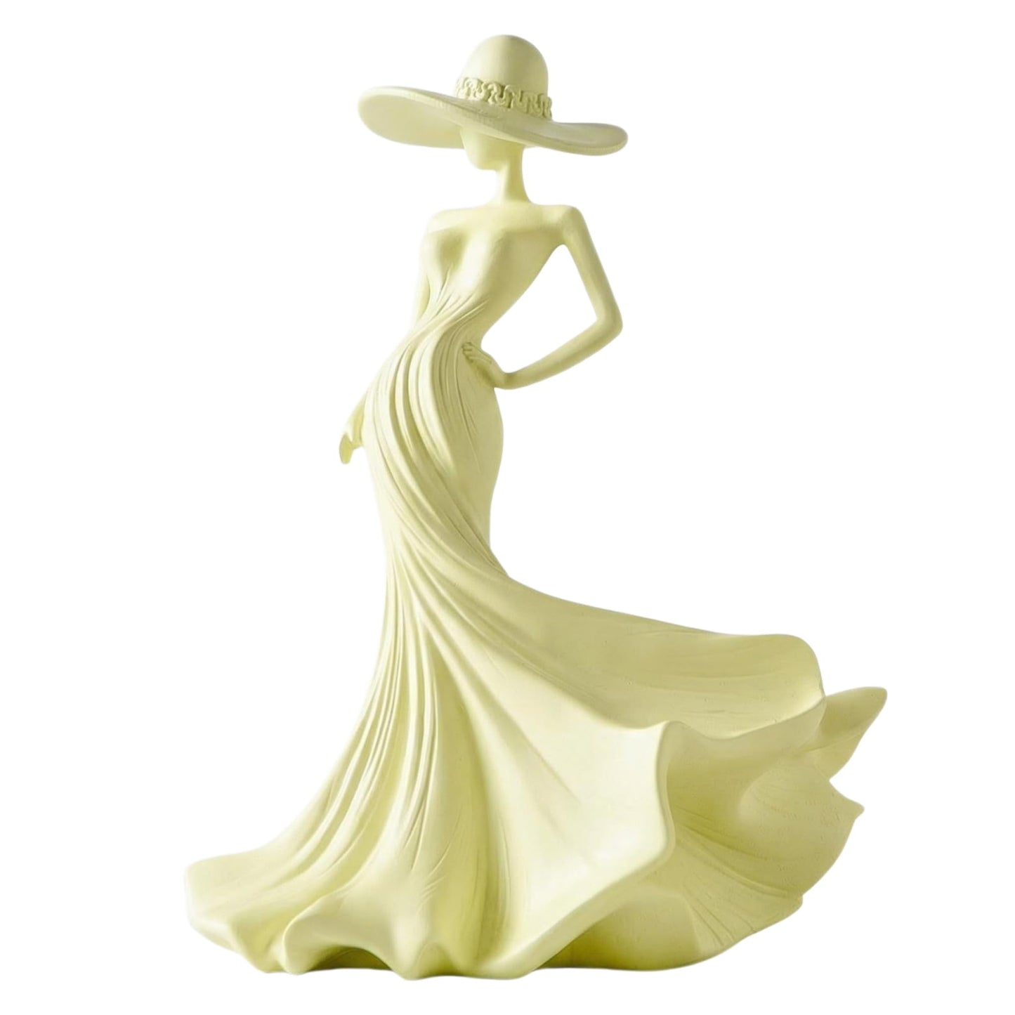 FelyHos 10.2" Cream Resin Elegant Lady Figurine Modern Art Sculpture Decor