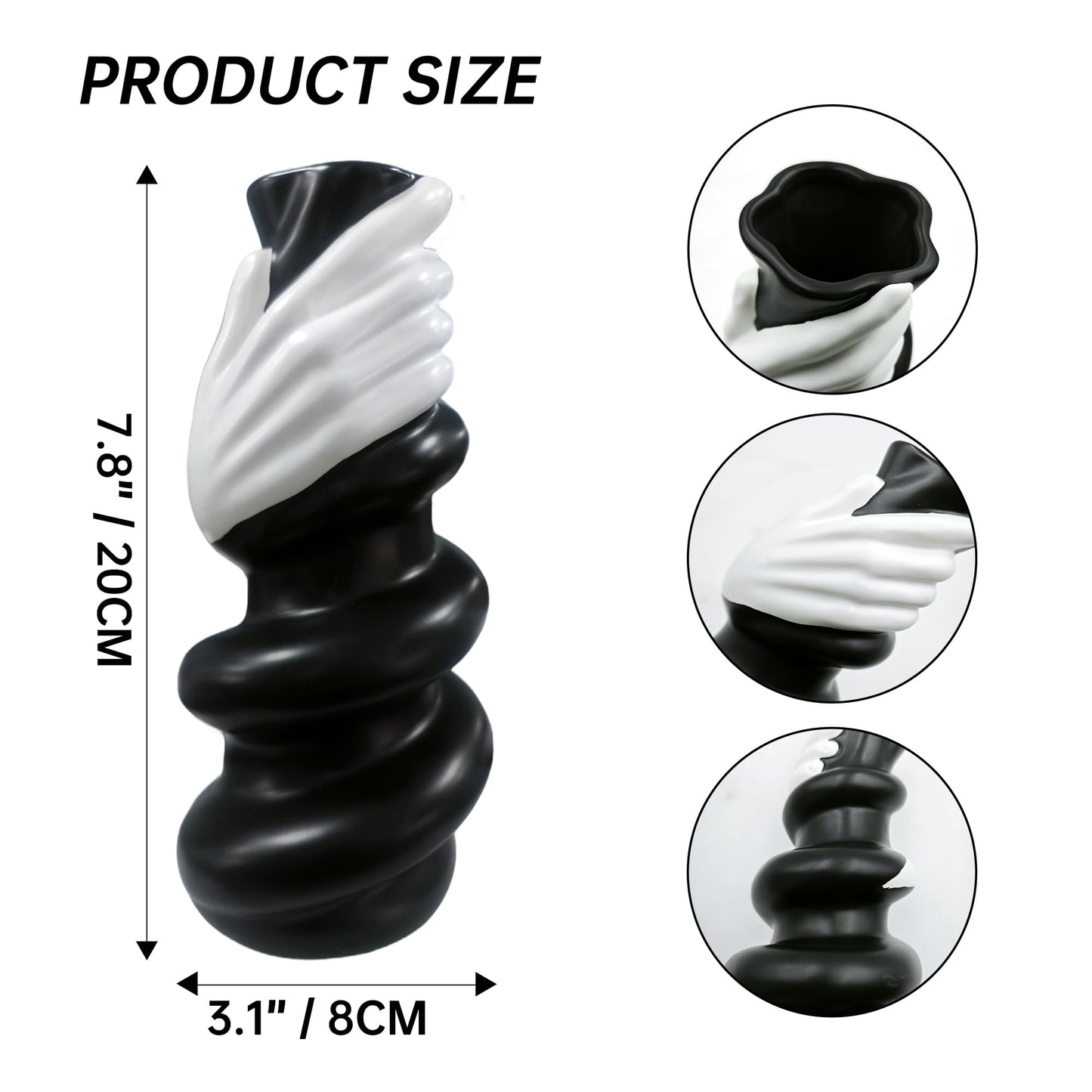 Hand Vase Ceramic Sculpture for Table and Entryway Decor