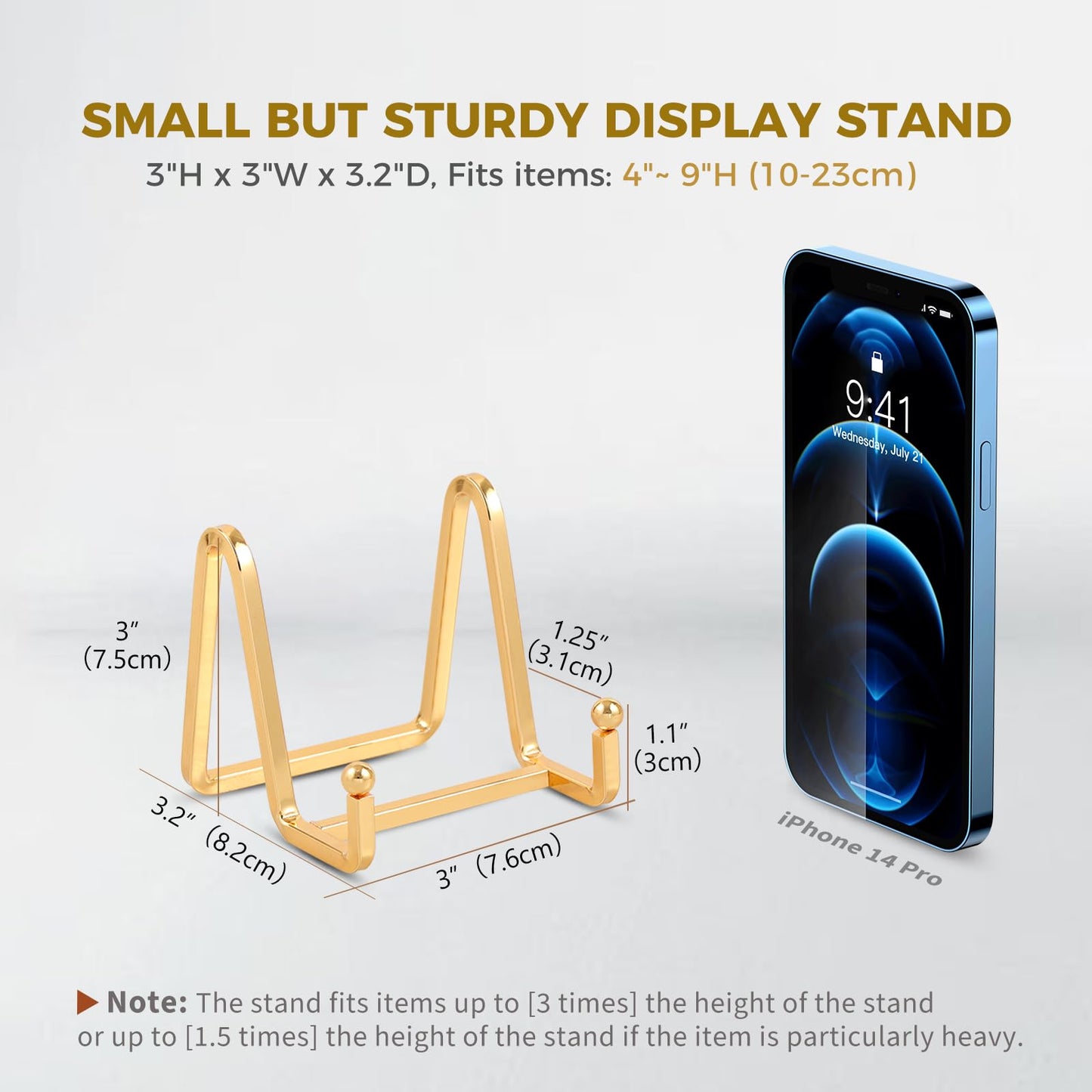 Plate Holder Easel Display Stand - 3 inch Metal Plate Stands for Display - Tabletop Picture Stand - Gold Iron Easels for Display Pictures | Photo Frames | Book | Decorative Plates | Plaque - 4 Pack
